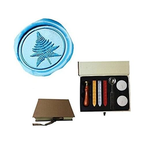 MDLG Vintage Thin Plant Leaf Custom Picture Logo Wedding Invitation Wax Seal Sealing Stamp Sticks Spoon Gift Box Set Kit