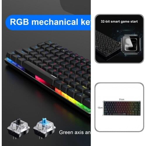 Mechanical Keyboard 82 Keys Wired Keyboard Black Quick Response Durable 82 Keys Office Mechanical Keyboard