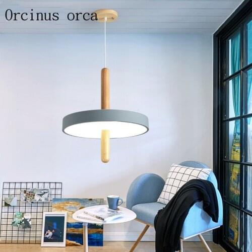 Minimalist creative wheel LED chandelier restaurant bedroom study Nordic modern single head log Chandelier free shipping