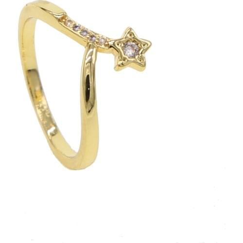 Lover eternal delicate small star rings cubic zircon Ring gold color wedding charm jewelry fashion women girls gift size #7