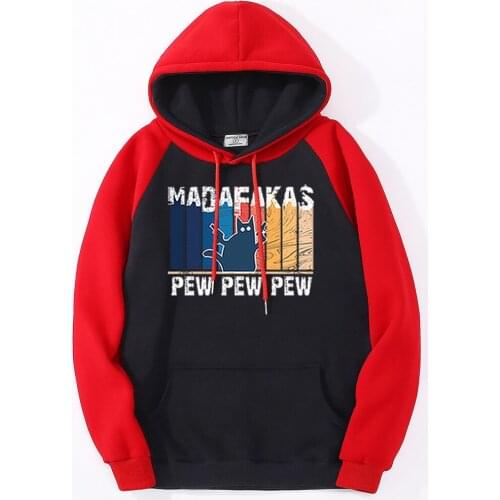 Pew Madafaks Prints Menswear Anime Hip Hop Streetwear Oversized Loose Pullover Hoodie The Screw Thread Cuff Raglan Swetshirts