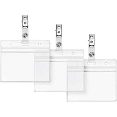 AIYOWI New PVC Transparent Character Scalable Women Men Exhibition PU Business Card Badge Holder