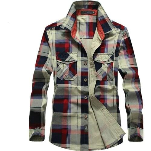 Quality Plaid Shirt Men 100% Cotton Spring Autumn Long Sleeve Casual Comfortable Mens Shirts Camisetas Hombre Plus Size M-4XL