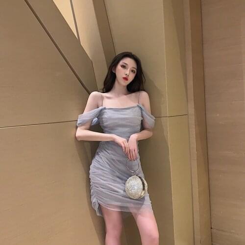 Sexy Style Club Bodycon Dress Women Pink Off Shoulder Slash Neck Mash Summer Party Dresses Spaghetti Strap Female Clothes