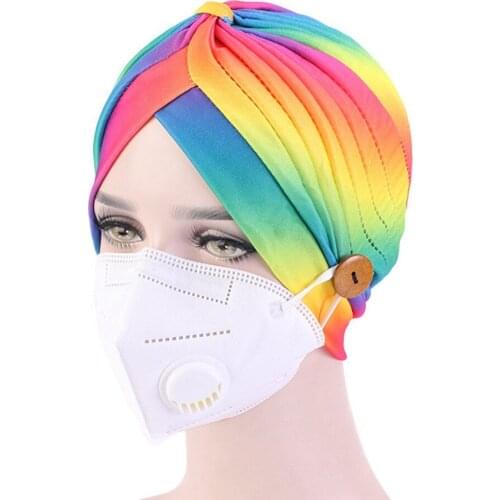 Unisex Button Cap Ear Protection For Nurse nurse Face Mask Holder Headwrap Protect Ears Face Mask Holder Elastic Turban 2021