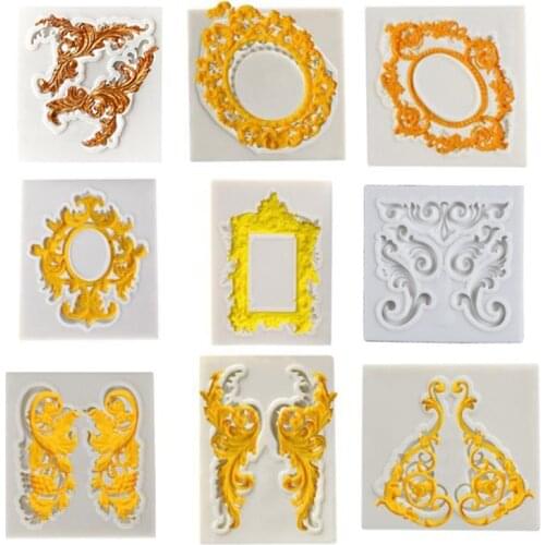 Silicone Mold 1PC Baking Pan Cake Decorating Tools Retro Frame Chocolate Soap Mold Cake Stencils Kitchen Sugarcraft Tools