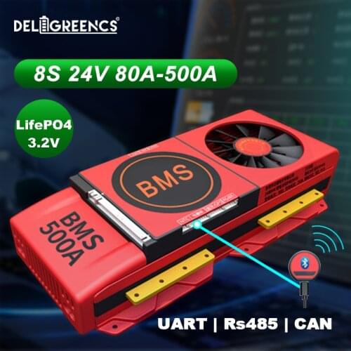 Smart BMS 8S 80A 100A 120A 150A 200A 250A with Fan UART RS485 modbus Bluetooth 24V Faster Cooling LiFePO4 Battery DALY Smart BMS
