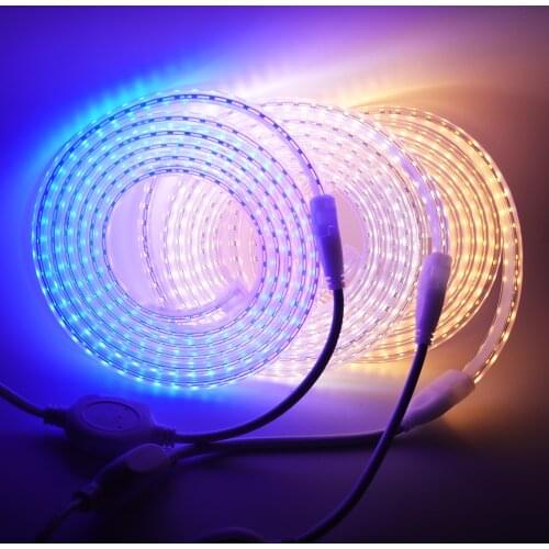 220V 110V LED Strip Waterproof Light 2835 120LEDs/m Flexible LED Ribbon Lights String Lamp with EU US UK Plug Home Decoration