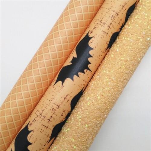 Beige Glitter Fabric,Bats Waffle Printed Synthetic Leather Fabric Sheets For Bow A4 21x29CM Twinkling Ming XM761