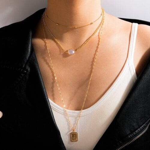 Bohemia Fashion Multilayer Chain Chokers Necklace Geometric Cube Metal Pendant Necklace Collares For Women Trendy Jewelry Femme