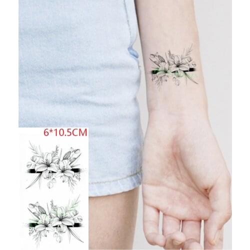 Waterproof Temporary Tattoo Sticker ins Pure white peony sexy lily Body Art flash tatoo fake tatto for Women Men