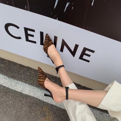 Fashion Women Sandals Pointed Toe Ankle Strap Elegant Slides Party Shoes Woman Summer Dress Shoes Thin High Heels Size 35-39