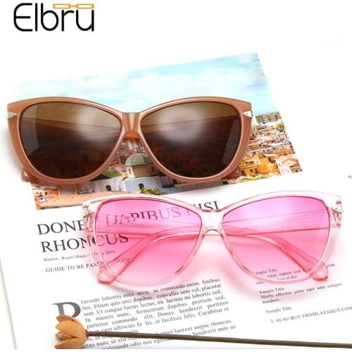 Elbru Hot Style Cat Eye Sunglasses For Women Simple Retro Oversized Frame Riveted Sun Glasses Classic Sunshades Unisex Eyewear