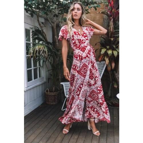 2021 Summer New Dress Sexy V-neck Slit Beach Long Belt Elegant Evening Floral Floral Plus Long Dress Summer Womens Clothing
