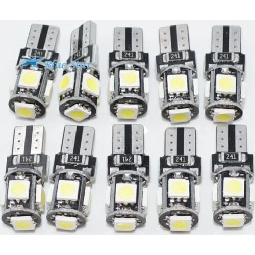 10pcs/lot T10 5 smd 5050 led Canbus Error Free Car Lights W5W 194 5SMD LIGHT BULBS NO OBC ERROR White Blue Yellow