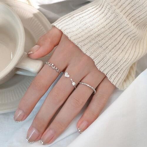 100% Real 925 Sterling Silver Crown Love Heart and Arrow Twisted Open Rings for Women Girls
