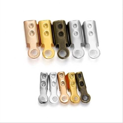200pcs/Lot Square clip 2mm flat wax wire velvet rope end buckle iron clip necklace spinning wrap rope buckle accessories
