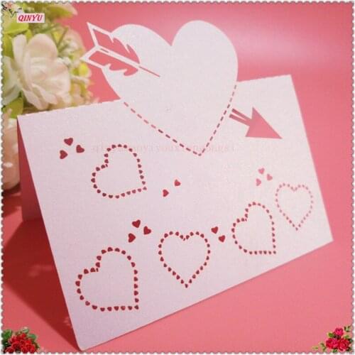 50Pcs Laser Cut Love Heart Table Cards Wedding Table Decoration Place Cards Baby Shower Party Supplies 7ZSH081