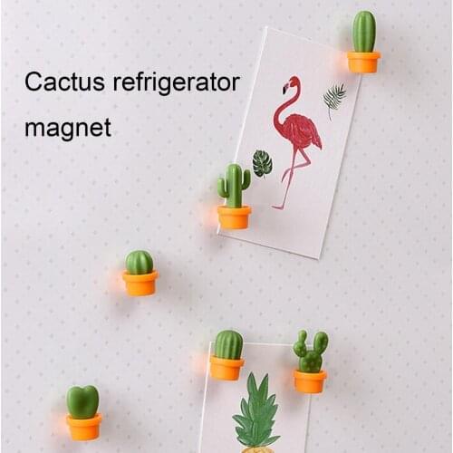 6Pcs Fridge Magnets Cute Plants Shape Sticker Kitchen Cactus Magnet Button Fridge Accessories