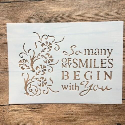 A4 29 * 21cm Flowers blessing DIY Stencils Wall Painting Scrapbook Coloring Embossing Album Decorative Paper Card Template cake