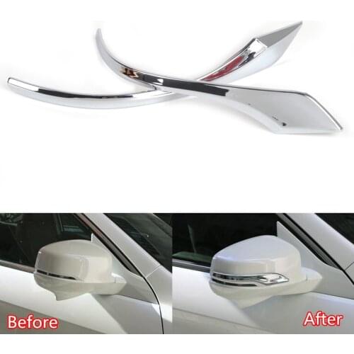 YAQUICKA 2Pcs Car Rearview Rear View Mirror Strip Bezel Side Chrome Molding Cover Trims For Honda Accord 2.4-3.0T 9th Gen 13-14