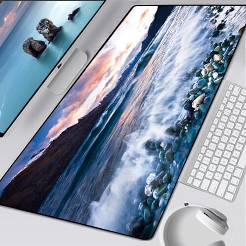 Pebble Large Mouse Pad XXL Computer Gaming Mousepad Big Anti-slip Natural Rubber Locking Edge Gaming Mouse Mat Waterproof Carpet