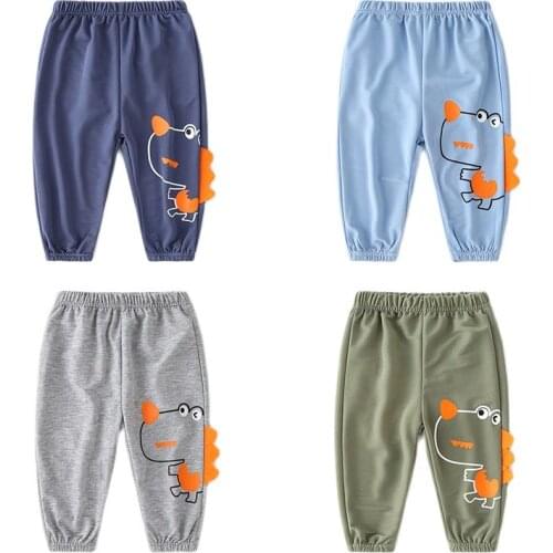 Spring Summer Kids Pant Boys Little Dinosaur Cartoon Design Leisure Waist Trousers Loose And Comfortable Childrens Harem Pants