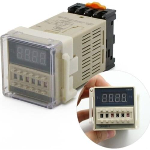 DH48S-S Programmable Double Time Delay Relay 0.1S-99H Repeat Cycle SPDT Timer Relay Voltage DC12V DC24V AC110V AC220V w Socket