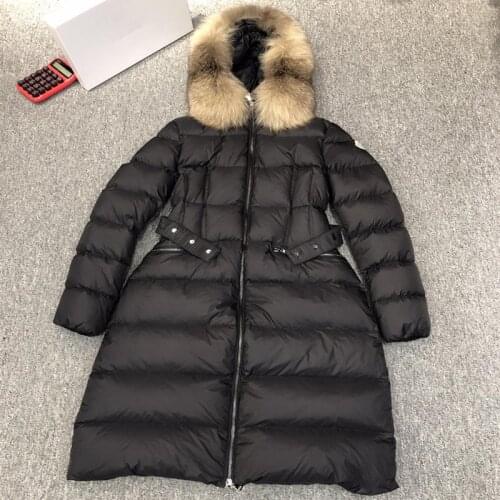 Long Women Warm Real Fox Fur Collar Designer Luxury Brand Down Jacket Coats Women With Hood Down Parka Hooded Winter Long Coat