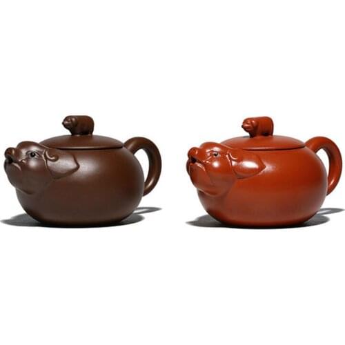 Purple Clay Tea Pot Blessing Pig Teapot Handmade Crafts Drinking Teaware Kungfu Tea Ceremony Gift Household Kitchen Office Use