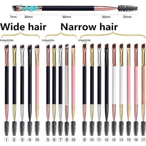 50pcs Custom Private Label Logo Makeup Brushes Wooden Handle Eyeshadow Eyelash Oblique Brow Eyebrow Brush Beauty Make up tools