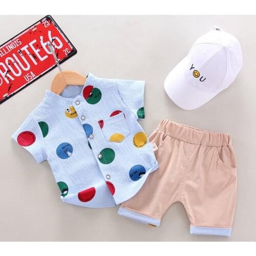 Boys' Clothes Suit Cotton Short Sleeve Sports Basketball Suit 2021 New Childrens Dot Cartoon Cotoon T-shirt + Shorts 2PCS