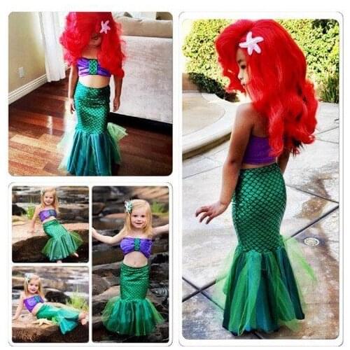 Mermaid Tail Costume For Girls Princess Fancy Sequins Dress Party Performance Show Halloween Costume For Kids Cartoon Clothes