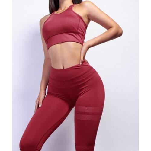 Hot Selling Gym Clothing Workout Women Black Yoga Set Sportswear Fitness Suit Female Leggings Bra Sport Outfit