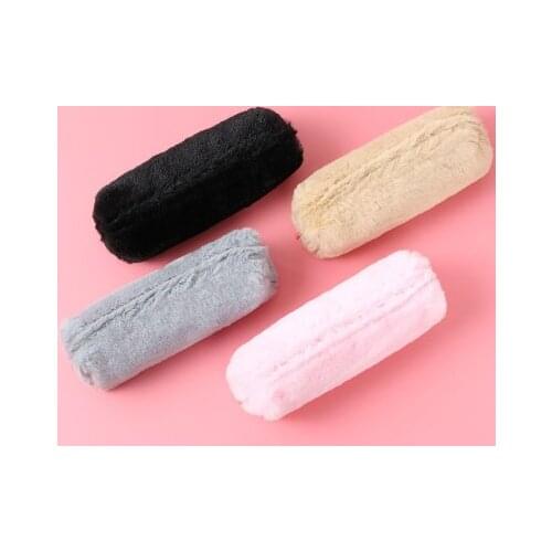 Kawaii cute Plush Pencil Case for Girls Pen Bag Solid Color Pencilcase Gifts School Stationery Supplies
