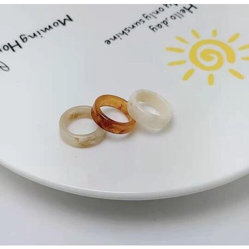 Korea Fashion Vintage Simple Resin Ring INS Jewelry Female Cute Student Rings Set for Women Girls Jewelry Accessories Gifts