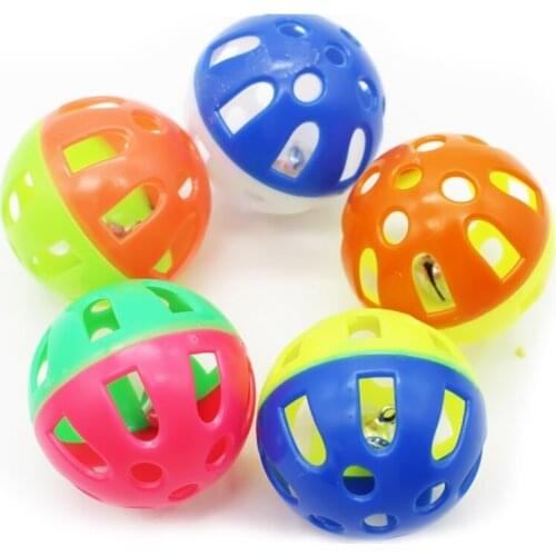 5pcs Colourful Pet Cat Kitten Play Balls With Jingle Bell Chase Rattle Toy Funny Tinkle Bell Ball For Cat Chew Rattle Scratch