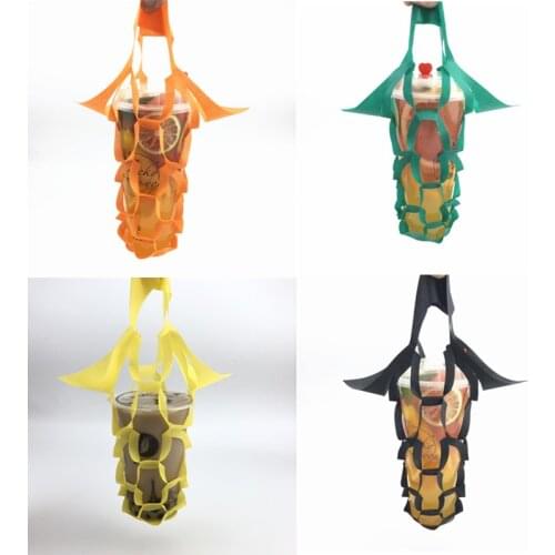 Non Woven Beverage Bag Drink Cup Takeaway Doggy Bag Tool Coffee Cup Packing Kit Disposable Hollowed Out Design Creative Handbag