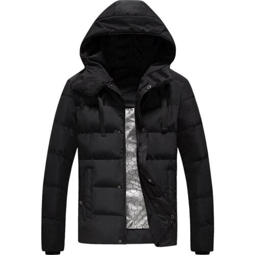 Intelligent Heating Cotton-padded Clothes Mens Korean-style Slim Fit Hooded Thick Jacket Youth Cotton-padded Clothes USB Charg