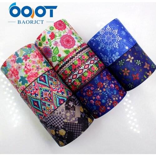 OOOT BAORJCT 17110810 38mm 10 yards Flower Ribbons Thermal transfer Printed grosgrain Wedding Accessories DIY handmade material