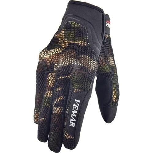 VEMAR Carbon Fiber Breathable Mesh Motorcycle Gloves Touch Screen Perforated Motocross MTB Gloves Summer Moto Accessories