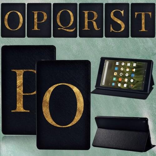 Tablet Case for Amazon Fire HD 8 Plus/Fire 7 5th/7th/9th Gen /Fire HD 8/Fire HD 10 Shockproof Alphabet Pattern Cover+pen