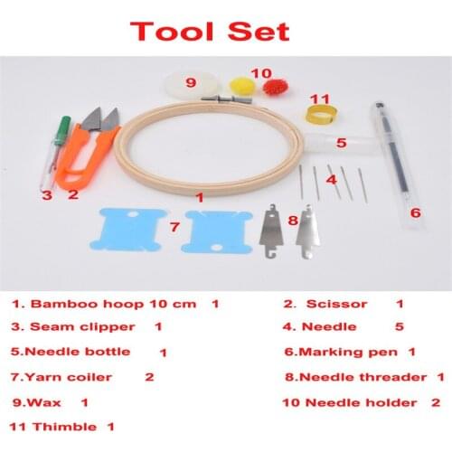 The best selling 11 pcs 10cm round cross stitch hoops as embroidery frame bamboo for home patchwork DIY tool set with scissor pi