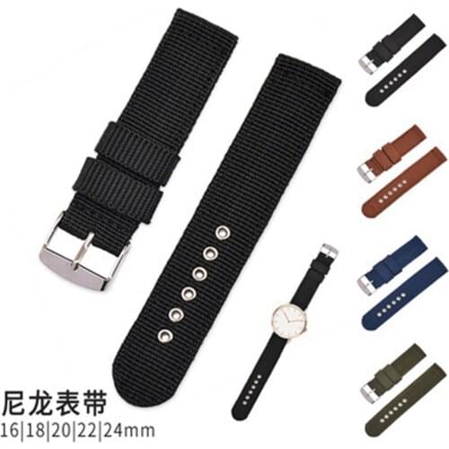 Watch Band Strap 16 18 20 22 24mm Sports Nylon Nato Strap Handmade Canvas Watchbands Stainless Steel Buckle for Zulu Watchband