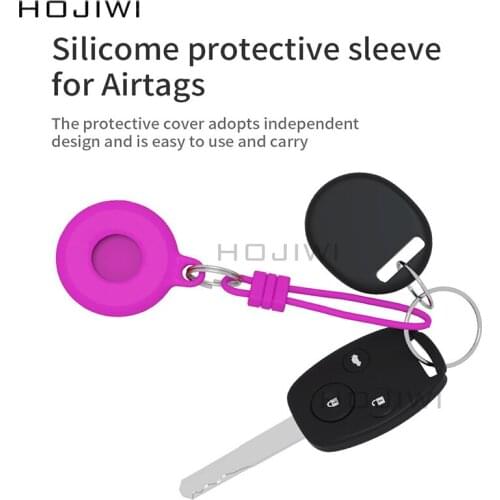 HOJIWI For Airtags Silicone Protective Sleeve Cover For Apple Locator Tracker Hanging Anti-Lost Device Keychain Airtag Case ba05