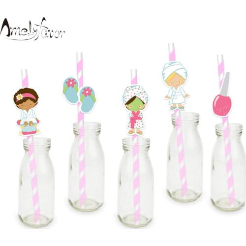 Spa Party Straw 20PCS Paper Straws Decoration Party Festive Supplies Paper Drinking Straws Event Supplies