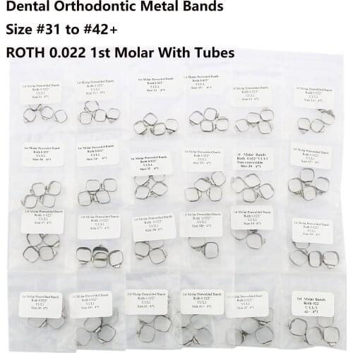 Dental Orthodontic Metal Bands Size #31 to #42+ ROTH 0.022 1st Molar With Tubes