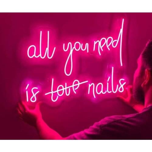 Led Aesthetic Cute all you need is love nails Flex Light Sign For Home Room Wall Decor Kawaii Anime Bedroom Decoration Mural
