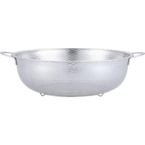 T21D Multifunction Mesh Net Food Rice Strainer Removable Colander Basket with Rim Kitchen Dish Sink Drain Pan Stainless Steel