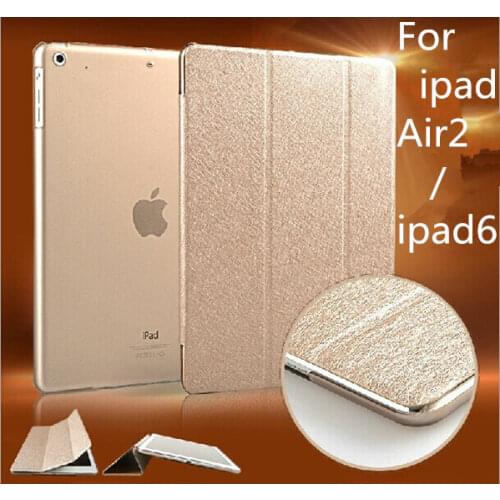 Ultrathin PU Leather Case for iPad Air 2 9.7" Stand Function Cover for iPad 6 Front Plastic Back Champagne Gold New Arrival